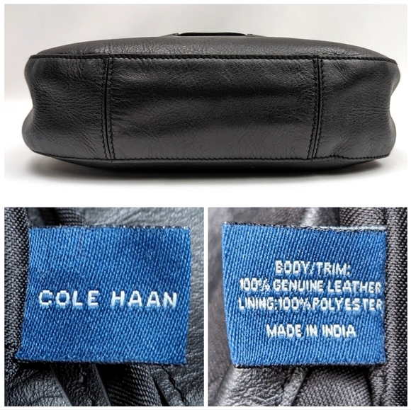 Cole Haan Zoe Crossbody Purse Black Leather Goldtone Hardware Adjustable Strap - Picture 11 of 16